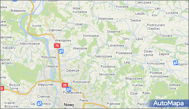 mapa Naściszowa, Naściszowa na mapie Targeo