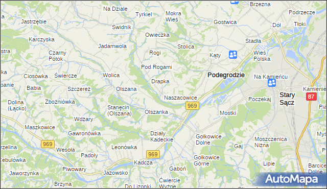 mapa Naszacowice, Naszacowice na mapie Targeo