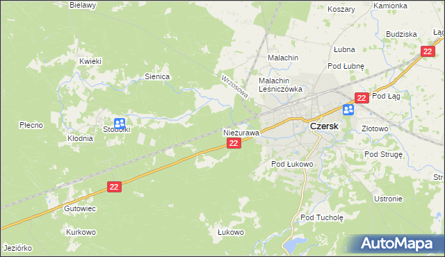 mapa Nieżurawa, Nieżurawa na mapie Targeo