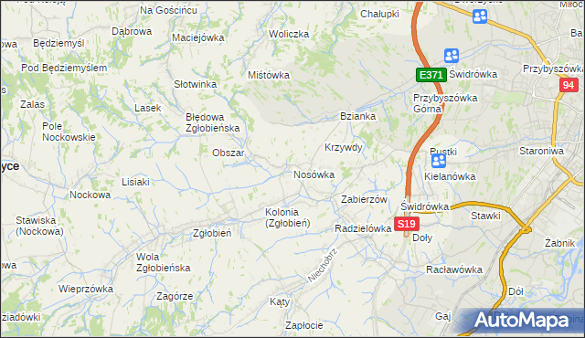 mapa Nosówka, Nosówka na mapie Targeo