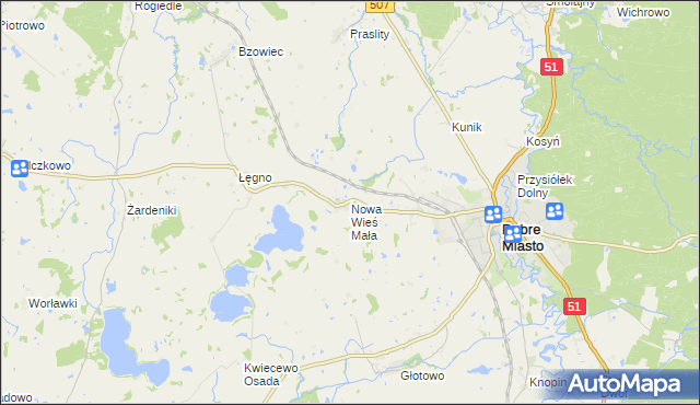 mapa Nowa Wieś Mała gmina Dobre Miasto, Nowa Wieś Mała gmina Dobre Miasto na mapie Targeo