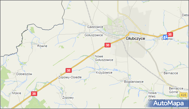 mapa Nowe Gołuszowice, Nowe Gołuszowice na mapie Targeo