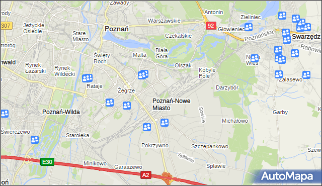 mapa Nowe Miasto gmina Poznań, Nowe Miasto gmina Poznań na mapie Targeo