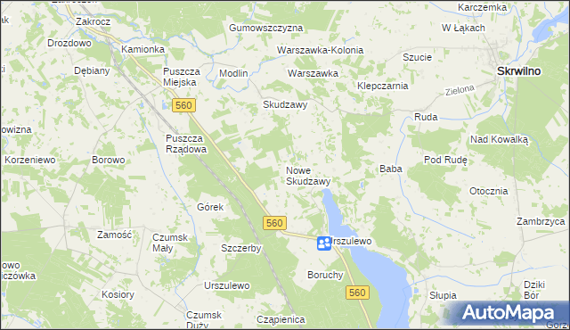 mapa Nowe Skudzawy, Nowe Skudzawy na mapie Targeo
