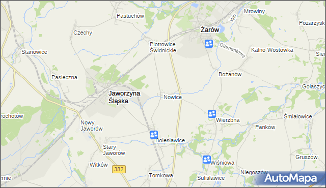 mapa Nowice gmina Jaworzyna Śląska, Nowice gmina Jaworzyna Śląska na mapie Targeo