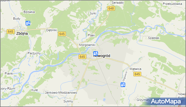 mapa Nowogród powiat łomżyński, Nowogród powiat łomżyński na mapie Targeo