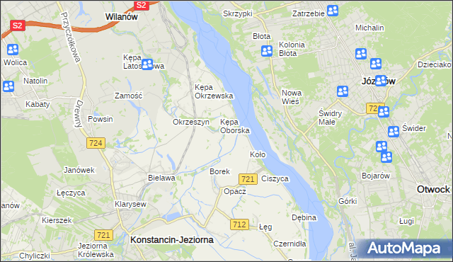 mapa Obórki gmina Konstancin-Jeziorna, Obórki gmina Konstancin-Jeziorna na mapie Targeo