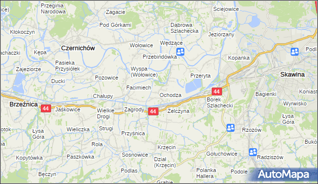 mapa Ochodza gmina Skawina, Ochodza gmina Skawina na mapie Targeo
