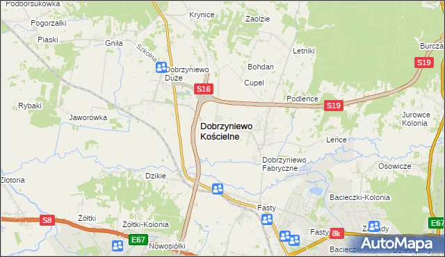 mapa Ogrodniki gmina Dobrzyniewo Duże, Ogrodniki gmina Dobrzyniewo Duże na mapie Targeo