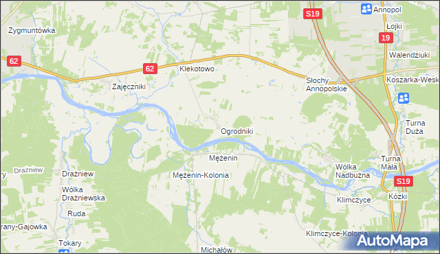 mapa Ogrodniki gmina Siemiatycze, Ogrodniki gmina Siemiatycze na mapie Targeo