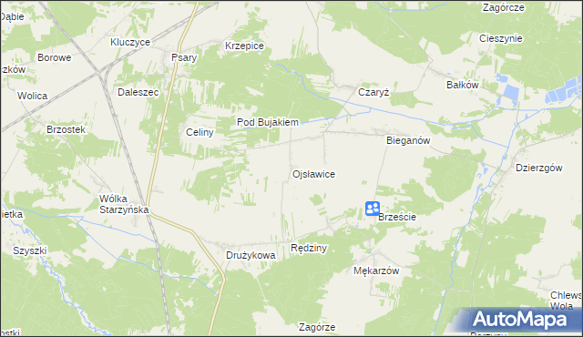 mapa Ojsławice, Ojsławice na mapie Targeo