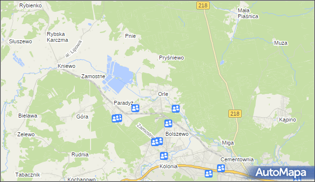 mapa Orle gmina Wejherowo, Orle gmina Wejherowo na mapie Targeo