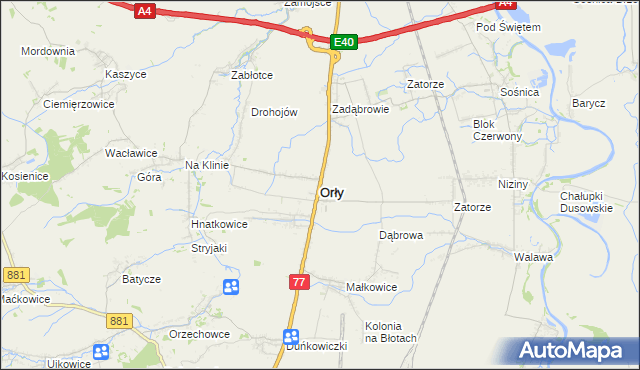 mapa Orły powiat przemyski, Orły powiat przemyski na mapie Targeo
