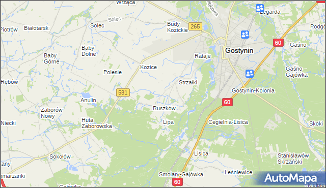 mapa Osada gmina Gostynin, Osada gmina Gostynin na mapie Targeo