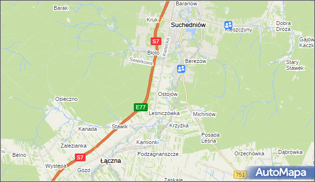 mapa Ostojów, Ostojów na mapie Targeo