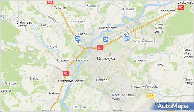 mapa Ostrołęka, Ostrołęka na mapie Targeo