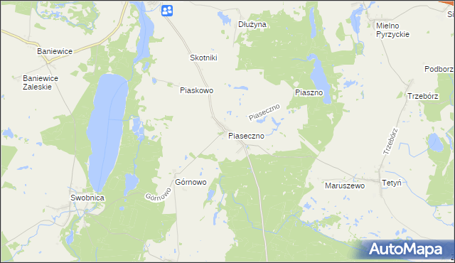 mapa Piaseczno gmina Banie, Piaseczno gmina Banie na mapie Targeo