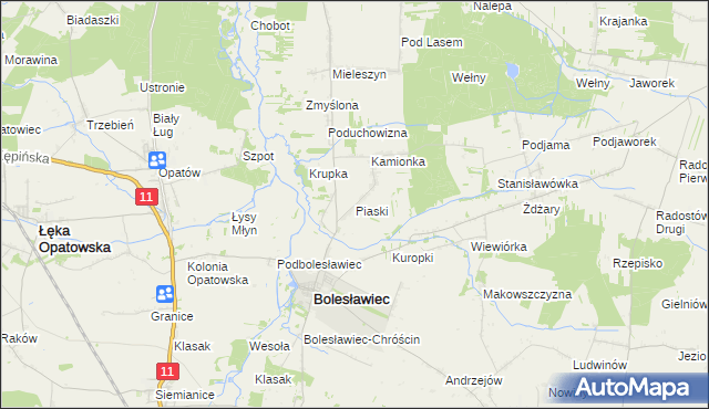 mapa Piaski gmina Bolesławiec, Piaski gmina Bolesławiec na mapie Targeo