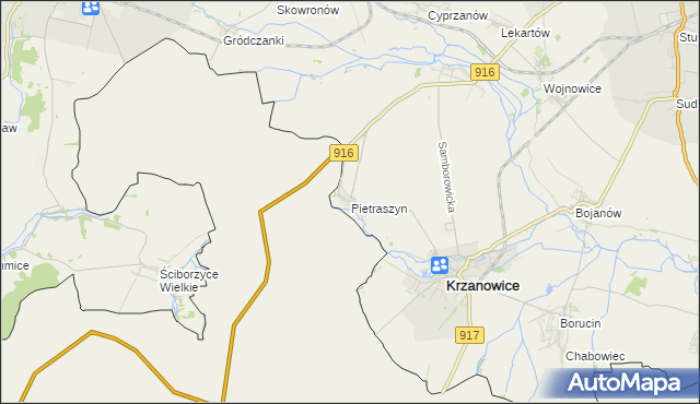 mapa Pietraszyn, Pietraszyn na mapie Targeo