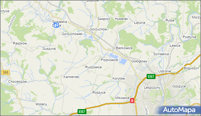 mapa Piszkowice, Piszkowice na mapie Targeo