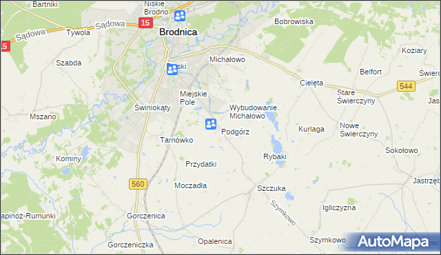 mapa Podgórz gmina Brodnica, Podgórz gmina Brodnica na mapie Targeo