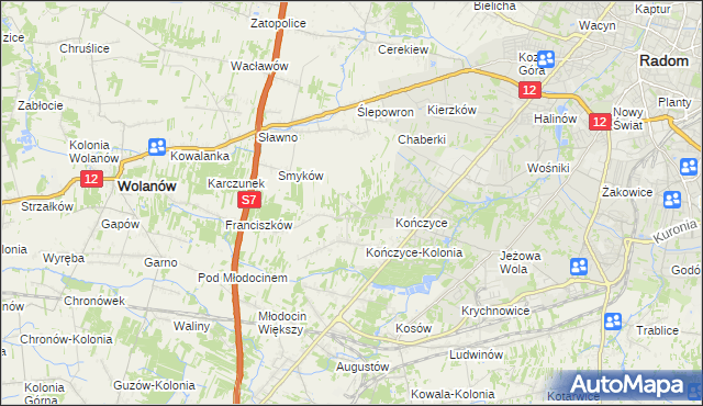 mapa Podkończyce, Podkończyce na mapie Targeo