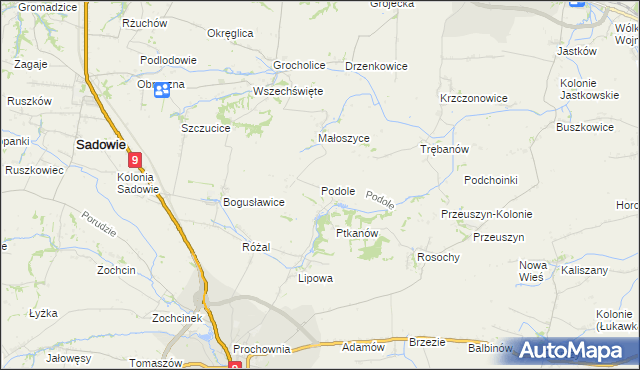 mapa Podole gmina Opatów, Podole gmina Opatów na mapie Targeo