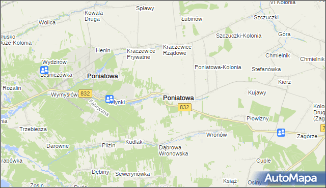 mapa Poniatowa powiat opolski, Poniatowa powiat opolski na mapie Targeo