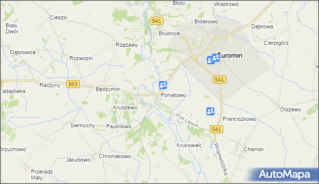 mapa Poniatowo gmina Żuromin, Poniatowo gmina Żuromin na mapie Targeo