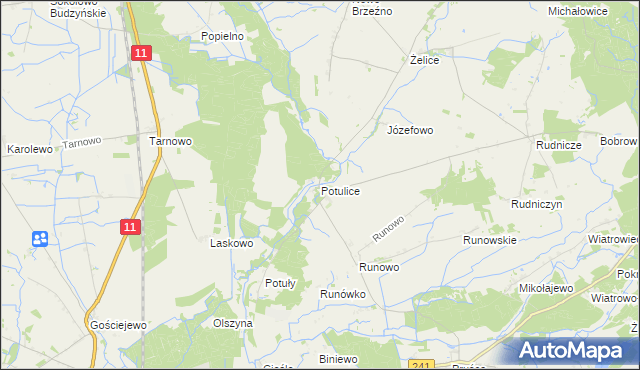 mapa Potulice gmina Wągrowiec, Potulice gmina Wągrowiec na mapie Targeo
