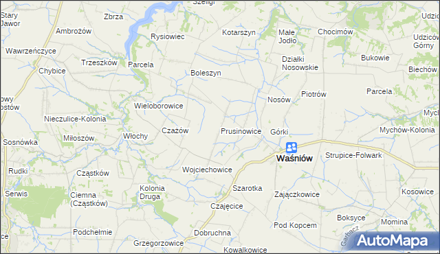 mapa Prusinowice gmina Waśniów, Prusinowice gmina Waśniów na mapie Targeo