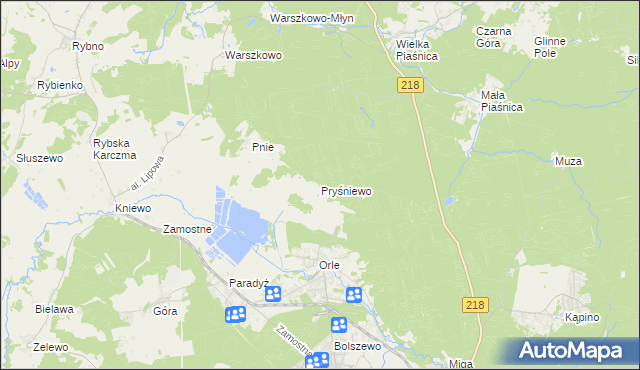 mapa Pryśniewo, Pryśniewo na mapie Targeo