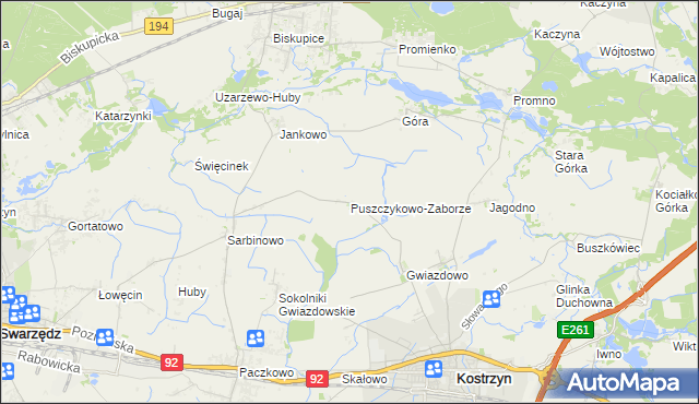mapa Puszczykowo-Zaborze, Puszczykowo-Zaborze na mapie Targeo