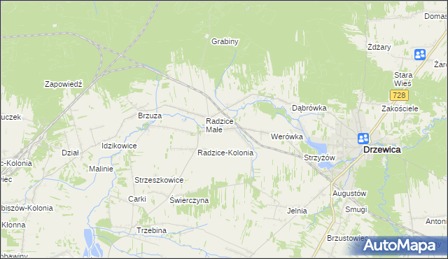 mapa Radzice Duże, Radzice Duże na mapie Targeo