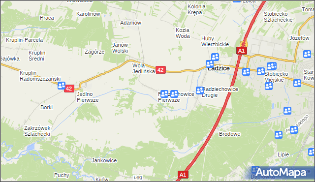 mapa Radziechowice Pierwsze, Radziechowice Pierwsze na mapie Targeo