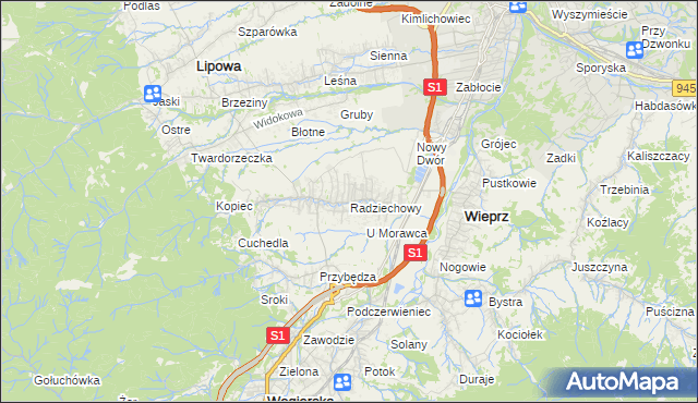 mapa Radziechowy, Radziechowy na mapie Targeo
