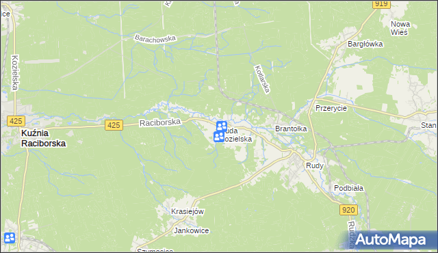 mapa Ruda Kozielska, Ruda Kozielska na mapie Targeo