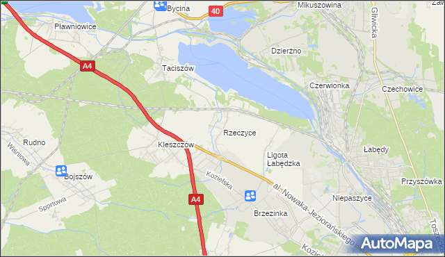 mapa Rzeczyce gmina Rudziniec, Rzeczyce gmina Rudziniec na mapie Targeo