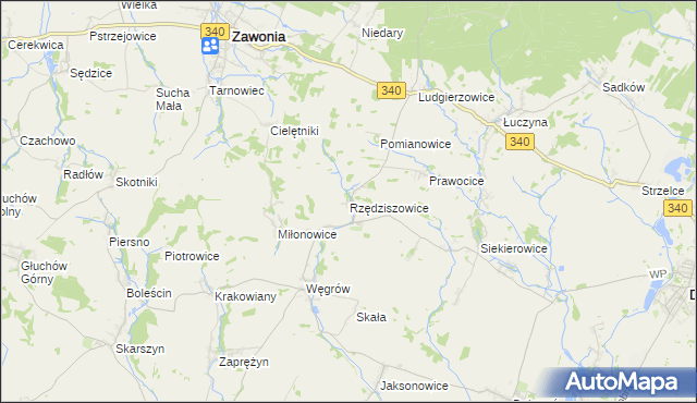 mapa Rzędziszowice, Rzędziszowice na mapie Targeo