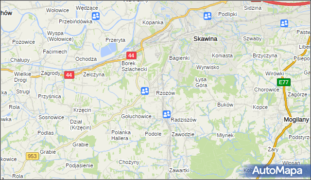 mapa Rzozów, Rzozów na mapie Targeo