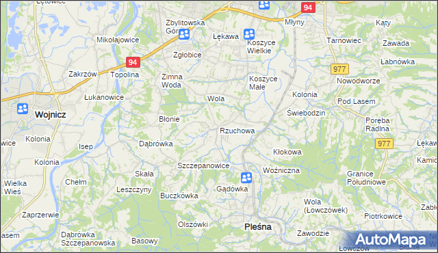 mapa Rzuchowa, Rzuchowa na mapie Targeo