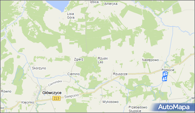 mapa Rzuski Las, Rzuski Las na mapie Targeo