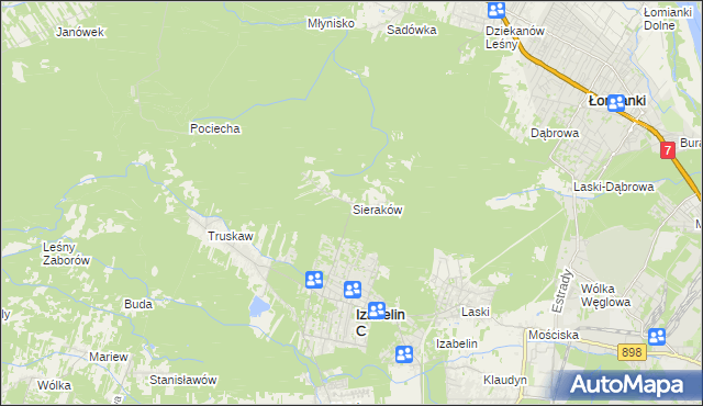 mapa Sieraków gmina Izabelin, Sieraków gmina Izabelin na mapie Targeo