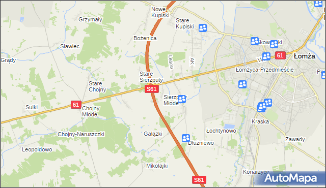 mapa Sierzputy Młode, Sierzputy Młode na mapie Targeo