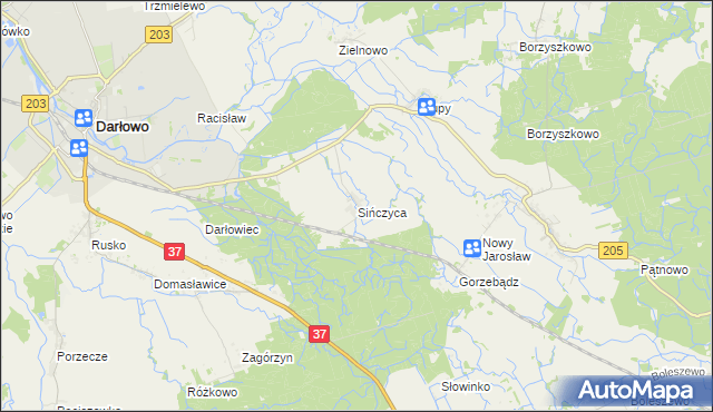 mapa Sińczyca, Sińczyca na mapie Targeo