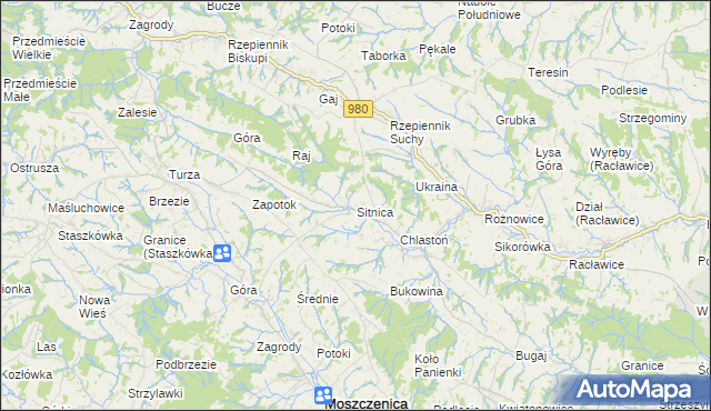 mapa Sitnica gmina Biecz, Sitnica gmina Biecz na mapie Targeo