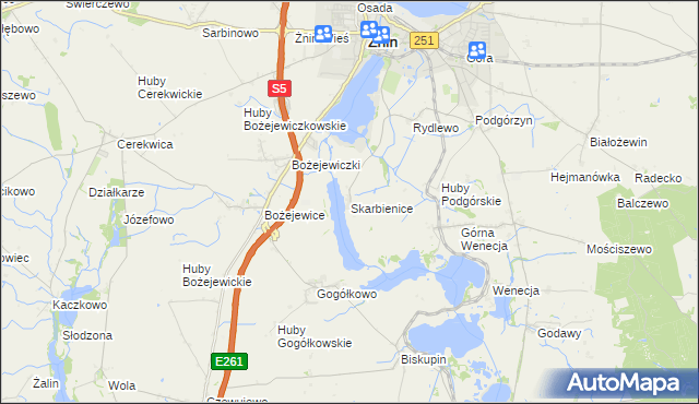 mapa Skarbienice, Skarbienice na mapie Targeo