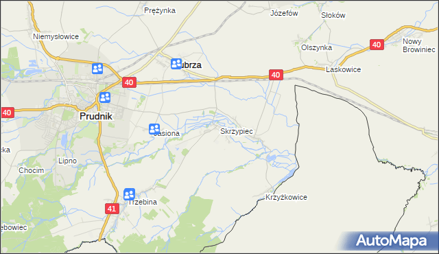 mapa Skrzypiec gmina Lubrza, Skrzypiec gmina Lubrza na mapie Targeo