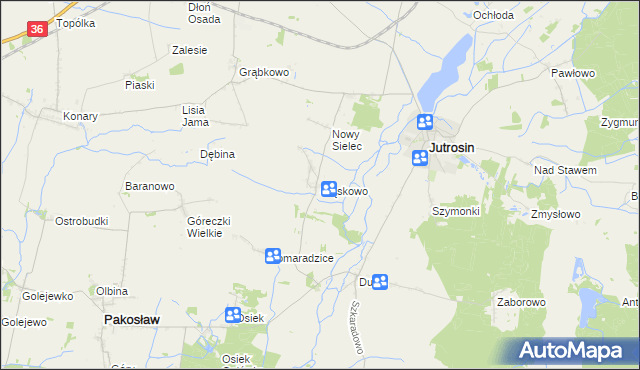 mapa Śląskowo gmina Jutrosin, Śląskowo gmina Jutrosin na mapie Targeo