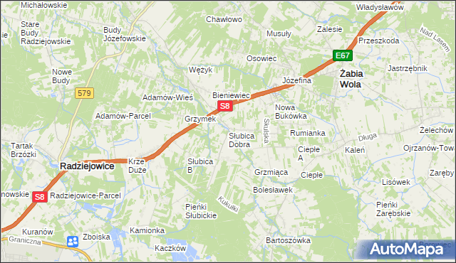 mapa Słubica Dobra, Słubica Dobra na mapie Targeo